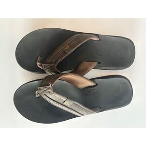 Quiksilver Hydrobound Mens Flip Flop Sandals Brown Black Thong Beach Shoes 11